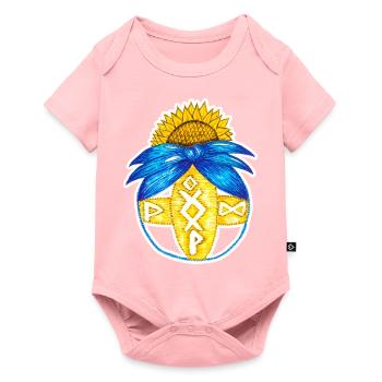 Motanka, poupée ukrainienne traditionnelle. Jaune bleu. - Body à manches courtes Premium Bébé - rose - Devant