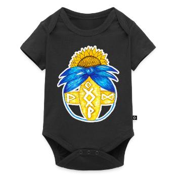 Motanka, poupée ukrainienne traditionnelle. Jaune bleu. - Body à manches courtes Premium Bébé - noir - Devant