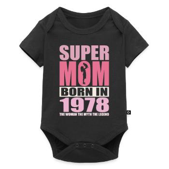 Mama Geburtstag 1978 | Super Mom - Baby Premium Kurzarmbody - Schwarz - Vorne
