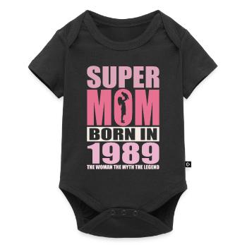 Mama Geburtstag 1989 | Super Mom - Baby Premium Kurzarmbody - Schwarz - Vorne