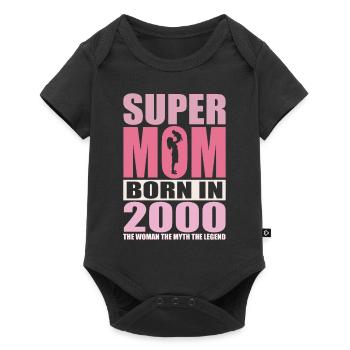 Mama Geburtstag 2000 | Super Mom - Baby Premium Kurzarmbody - Schwarz - Vorne