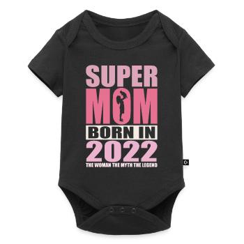 Mama Geburtstag 2022 | Super Mom - Baby Premium Kurzarmbody - Schwarz - Vorne