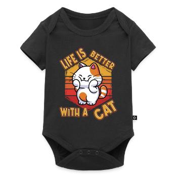 La vie de chat est meilleure avec un chat qui dit drôle - Body à manches courtes Premium Bébé - noir - Devant