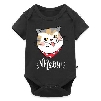Mignon Kawaii drôle de chat disant miaulement - Body à manches courtes Premium Bébé - noir - Devant