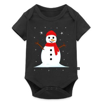 Bonhomme de neige Noël d’hiver - Body à manches courtes Premium Bébé - noir - Devant
