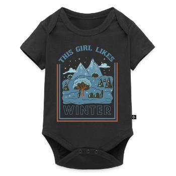 Girl Likes Winter Season Cozy Snow Landscape - Baby Premium short-sleeve bodysuit - black - Front