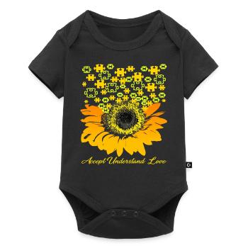 accept understand love sunflower autism - Baby Premium short-sleeve bodysuit - black - Front