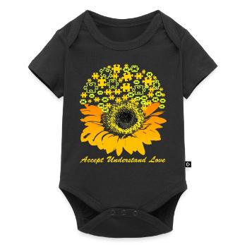accept understand love sunflower autism - Baby Premium short-sleeve bodysuit - black - Front