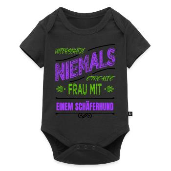 spaß statement muttertag bodypositivity einsatz - Baby Premium Kurzarmbody - Schwarz - Vorne