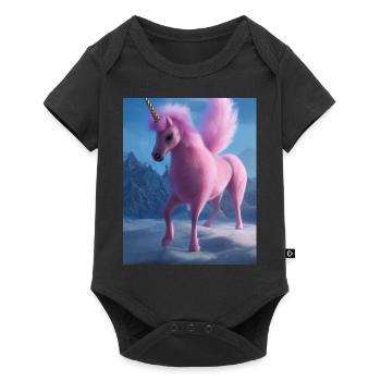 Comic Cartoon Drawing of a queer unicorn with pink - Baby Premium short-sleeve bodysuit - black - Front