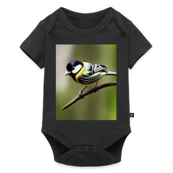 Cool Comic Portrait of a great tit Kohlmeise - Baby Premium short-sleeve bodysuit - black - Front