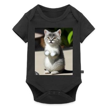 white persian cat - Baby Premium short-sleeve bodysuit - black - Front