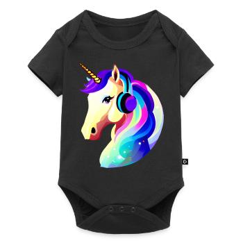 Listen to unicorn music mythical animal unicorns unicorn - Baby Premium short-sleeve bodysuit - black - Front