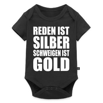 reden ist silber schweigen ist gold - Baby Premium Kurzarmbody - Schwarz - Vorne