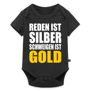 reden ist silber schweigen ist gold - Baby Premium Kurzarmbody - Schwarz - Vorne