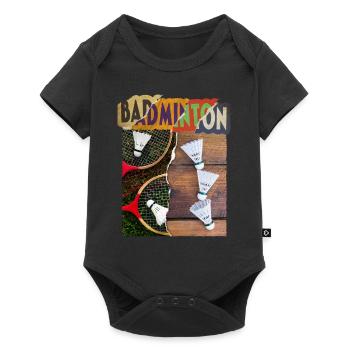 Badminton Badminton Racket Player Vintage Retro - Baby Premium short-sleeve bodysuit - black - Front