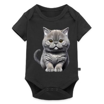 Chaton Chat Domestique Chat Propriétaire de chat - Body à manches courtes Premium Bébé - noir - Devant