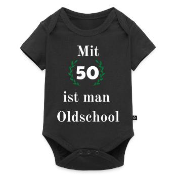 Mit 50 ist man Oldschool. Witziger Geburtstag - Baby Premium Kurzarmbody - Schwarz - Vorne