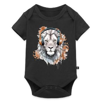 Heko the audiophile lion - Baby Premium short-sleeve bodysuit - black - Front