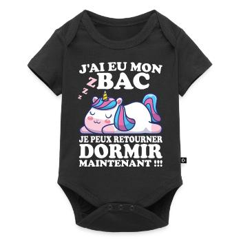 Baccalauréat 2023 Cadeau félicitation BAC Licorne - Body à manches courtes Premium Bébé - noir - Devant