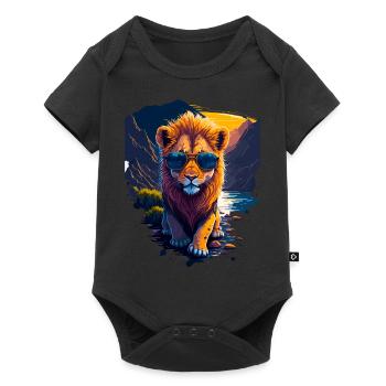 Mignon bébé lion - Body à manches courtes Premium Bébé - noir - Devant