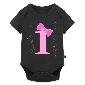 1st birthday girl - Baby Premium short-sleeve bodysuit - black - Front