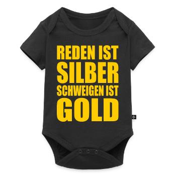 reden ist silber schweigen ist gold - Baby Premium Kurzarmbody - Schwarz - Vorne