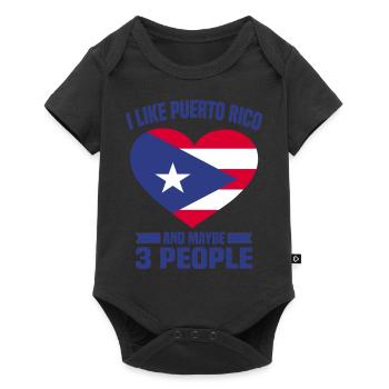 Puerto Rico | Puerto Ricaner Flagge Geschenkideen - Baby Premium Kurzarmbody - Schwarz - Vorne