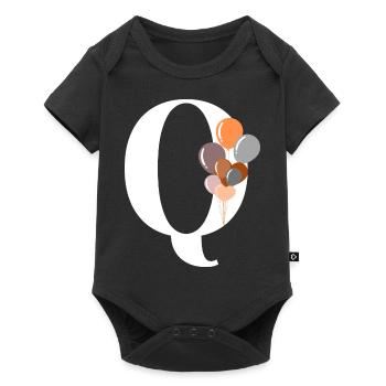 Buchstabe q Geburtstagsballon - Baby Premium Kurzarmbody - Schwarz - Vorne