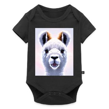 super cute white alpaca painting fluffy animal - Baby Premium short-sleeve bodysuit - black - Front