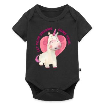 Cute unicorn "Let you dreams come true" - Baby Premium short-sleeve bodysuit - black - Front
