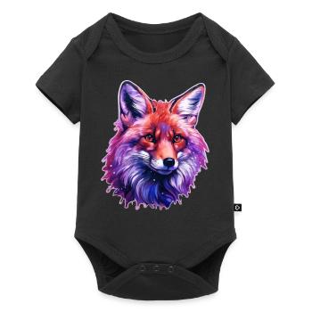 Tête de renard colorée - Body à manches courtes Premium Bébé - noir - Devant