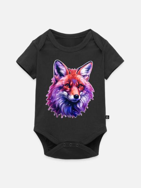 Bunter Fuchskopf - Baby Premium Kurzarmbody - Schwarz