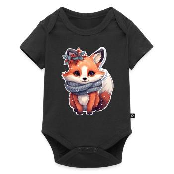süßer Fuchs winterlich - Baby Premium Kurzarmbody - Schwarz - Vorne