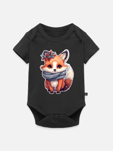 süßer Fuchs winterlich - Baby Premium Kurzarmbody - Schwarz