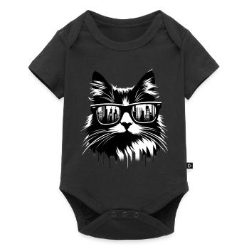 Cat Cool Sunglasses - Baby Premium short-sleeve bodysuit - black - Front