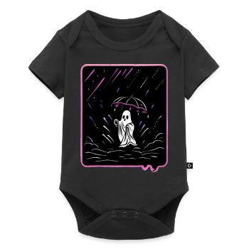 Cute Ghost with Umbrella in the Rain Cartoon Style - Baby Premium short-sleeve bodysuit - black - Front
