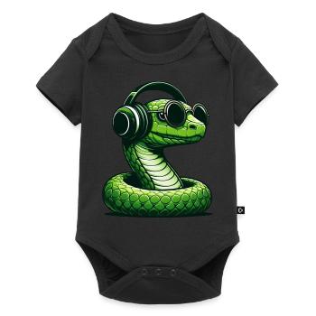 Serpent avec lunettes de soleil et écouteurs - Body à manches courtes Premium Bébé - noir - Devant
