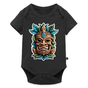 tiki beach - statue polynèsie - Body à manches courtes Premium Bébé - noir - Devant