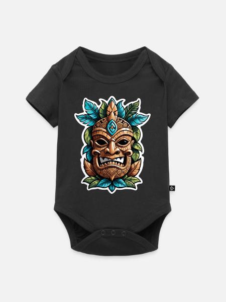 Tiki Beach - Polynesien Statue - Baby Premium Kurzarmbody - Schwarz