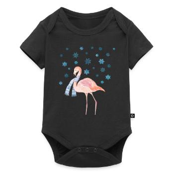 Flamingo in the snow - Baby Premium short-sleeve bodysuit - black - Front