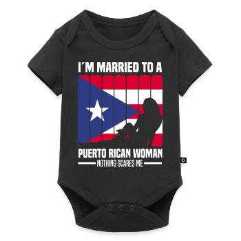 Puerto Rico | Puerto Ricaner Flagge Geschenkideen - Baby Premium Kurzarmbody - Schwarz - Vorne