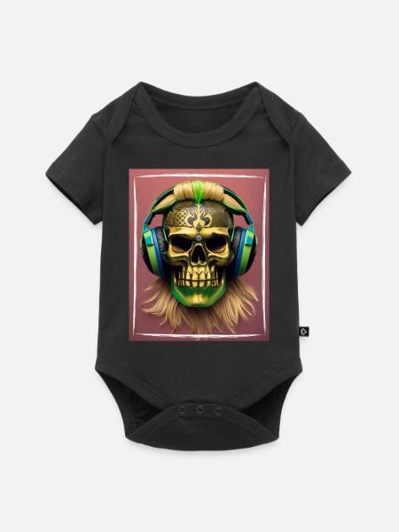 DJ Tiki Skull - Baby Premium Kurzarmbody - Schwarz
