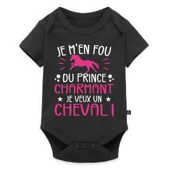 Ich kümmere mich nicht um den Märchenprinzen, ich will ein Pferd - Baby Premium Kurzarmbody - Schwarz - Vorne