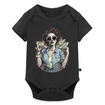 Beautiful female paint art Face colorful woman - Baby Premium short-sleeve bodysuit - black - Front