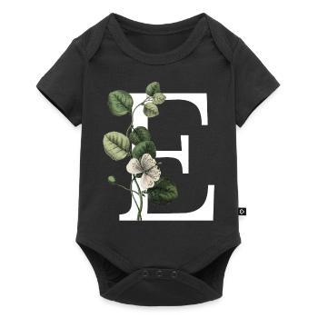 Green Botanical Letter E - Baby Premium short-sleeve bodysuit - black - Front