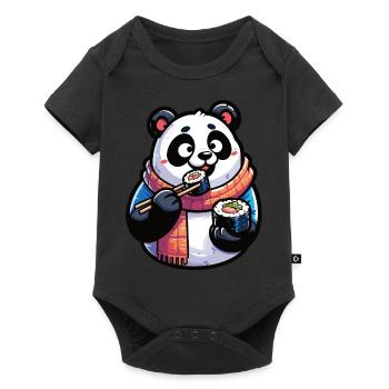 Panda Sushi Japanisches Essen - Baby Premium Kurzarmbody - Schwarz - Vorne