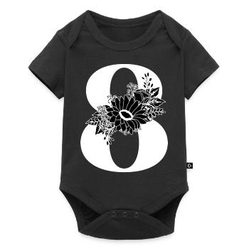 Number 8 Black Floral -8th Birthday Floral - Baby Premium short-sleeve bodysuit - black - Front