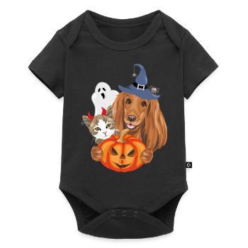 Drôle de chat et de chien avec des accessoires fantaisie d’Halloween - Body à manches courtes Premium Bébé - noir - Devant