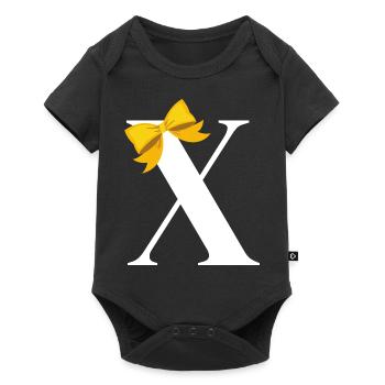 Letter x yellow bow - Baby Premium short-sleeve bodysuit - black - Front